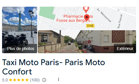 Taxi moto Paris Moto Confort Avis